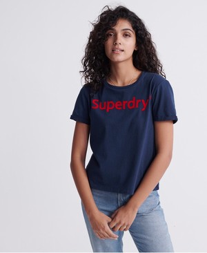 Superdry Flock Boxy Női Pólók Sötétkék | TCPGX1274